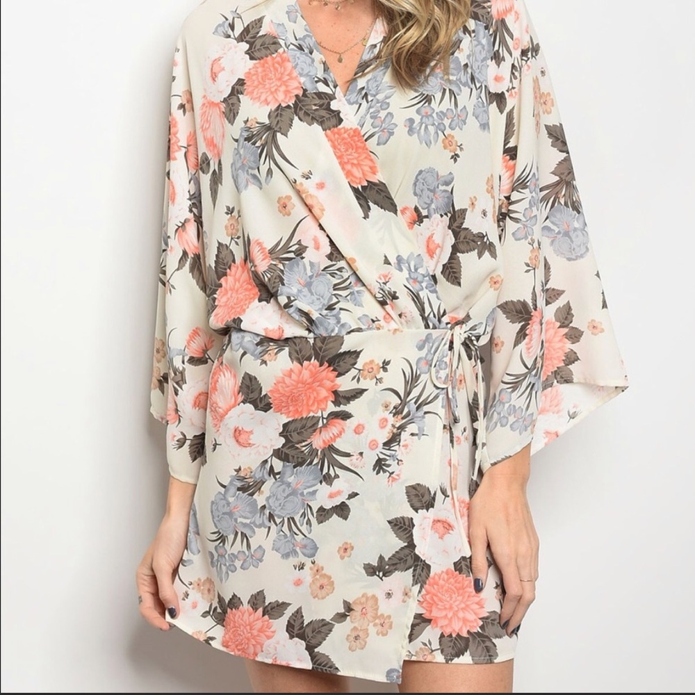 Floral Wrap Tie Dress